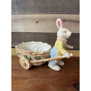 Ceramic Bunny With Candy Cart